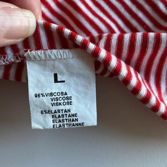 Rebecca G red striped shirt sleeve shirt with print size large - Picture 3 of 14